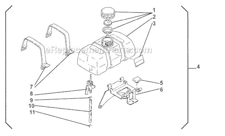 Fuel Tank Diagram and Parts List for GP45  Shindaiwa Water Pump