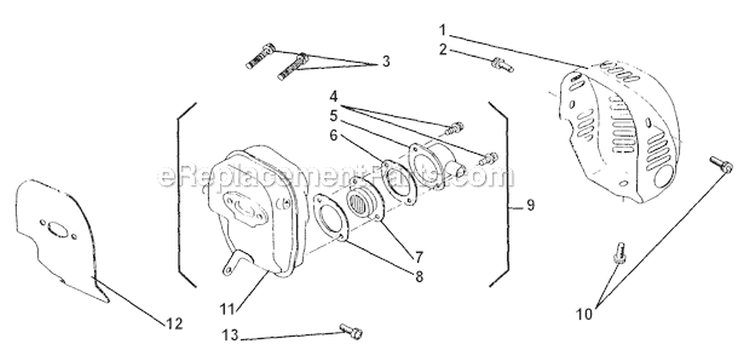 Muffler Diagram and Parts List for GP45  Shindaiwa Water Pump