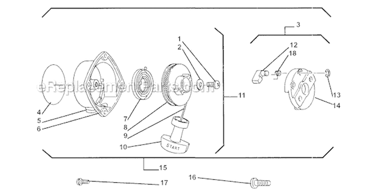 Starter Diagram and Parts List for HT20  Shindaiwa Hedge Trimmer