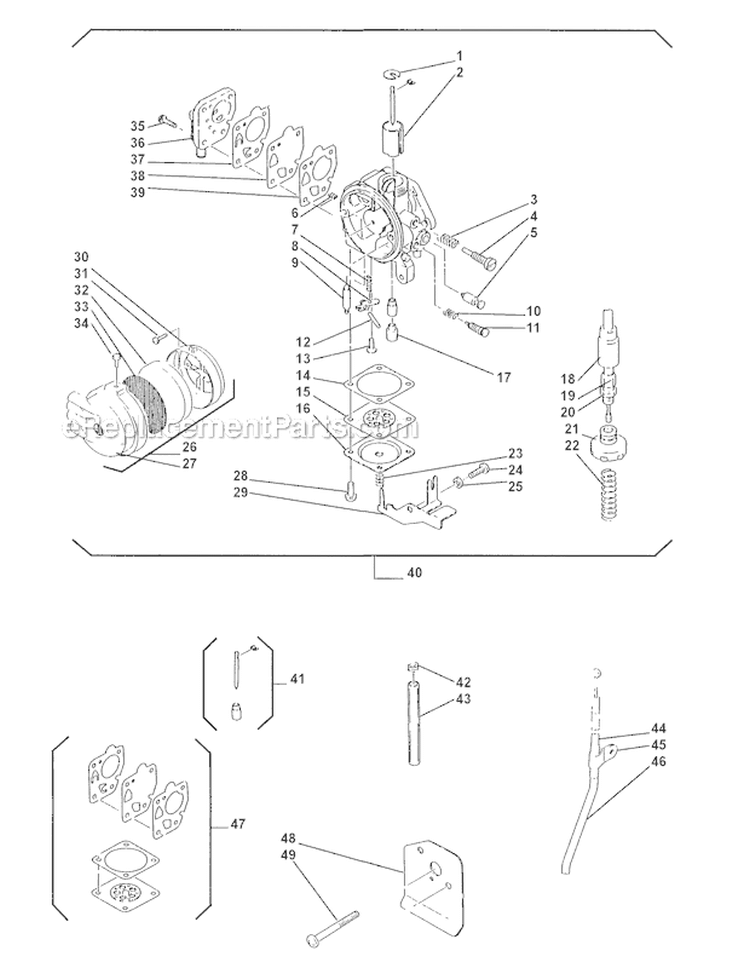 Carburetor Diagram and Parts List for HT20  Shindaiwa Hedge Trimmer