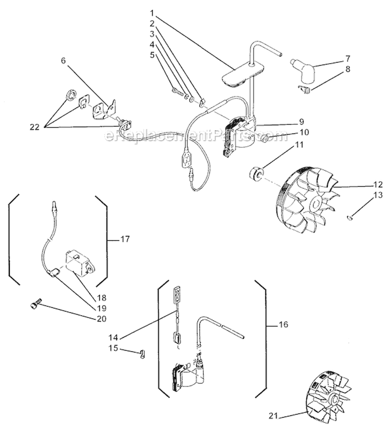 Flywheel Assembly Diagram and Parts List for HT20  Shindaiwa Hedge Trimmer
