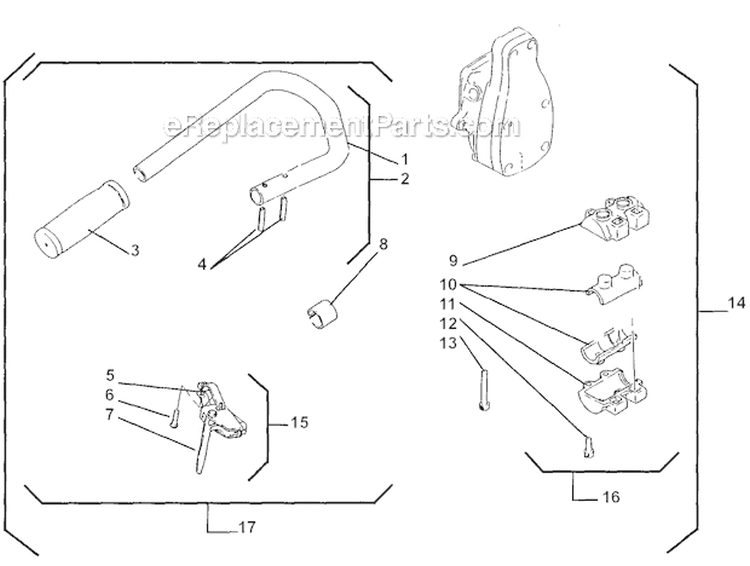 Handle Assembly Diagram and Parts List for HT20  Shindaiwa Hedge Trimmer