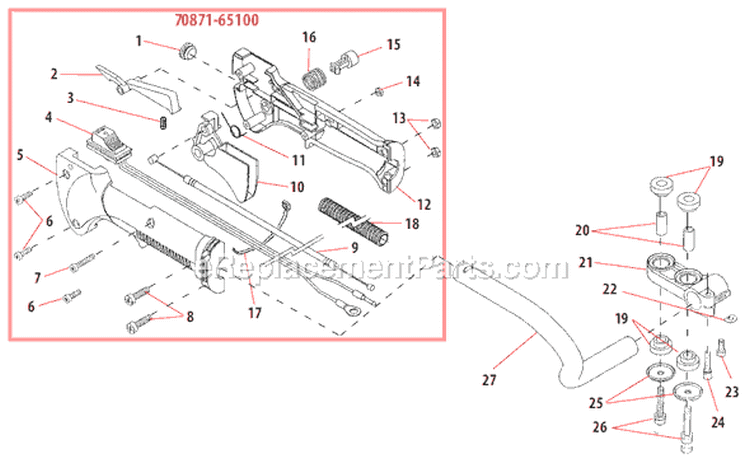 Page K Diagram and Parts List for HT230  Shindaiwa Hedge Trimmer