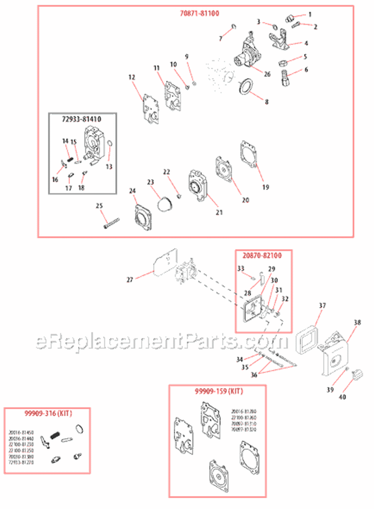 Page M Diagram and Parts List for HT230  Shindaiwa Hedge Trimmer