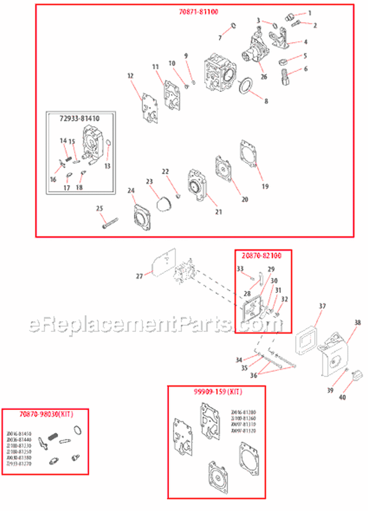 Page M Diagram and Parts List for HT231  Shindaiwa Hedge Trimmer