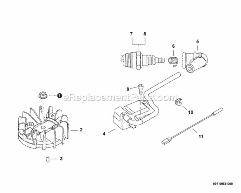 Ignition Diagram and Parts List for HT232 T22612001001 - T22612999999 Shindaiwa Hedge Trimmer
