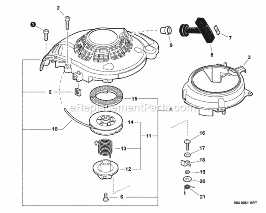 Starter Diagram and Parts List for HT232 T22712001001 - T22712999999 Shindaiwa Hedge Trimmer