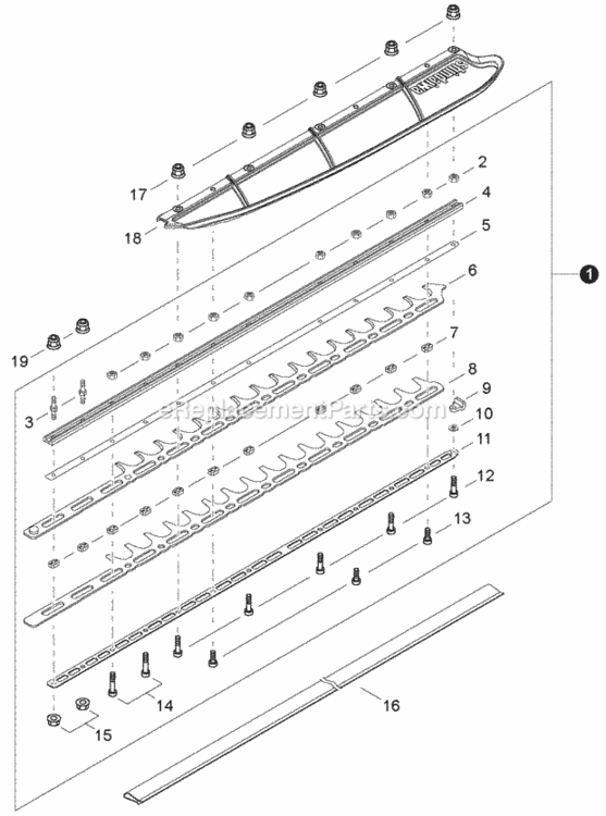 30-In_Cutter Diagram and Parts List for HT232 T25113001001 - T25113999999 Shindaiwa Hedge Trimmer