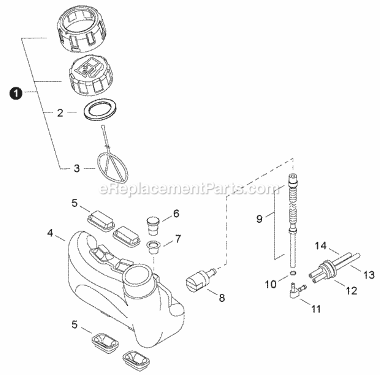 Fuel_Tank Diagram and Parts List for HT232 T25113001001 - T25113999999 Shindaiwa Hedge Trimmer