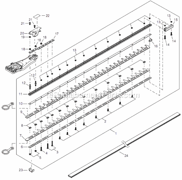 Page P Diagram and Parts List for HT2510  Shindaiwa Hedge Trimmer