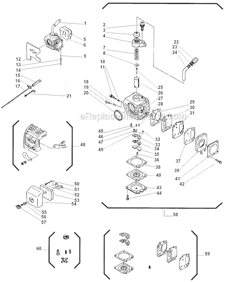 Carburetor Diagram and Parts List for LE250  Shindaiwa Edger