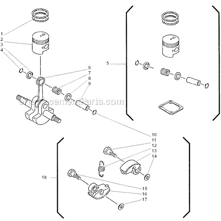 Crankshaft Diagram and Parts List for LE250  Shindaiwa Edger