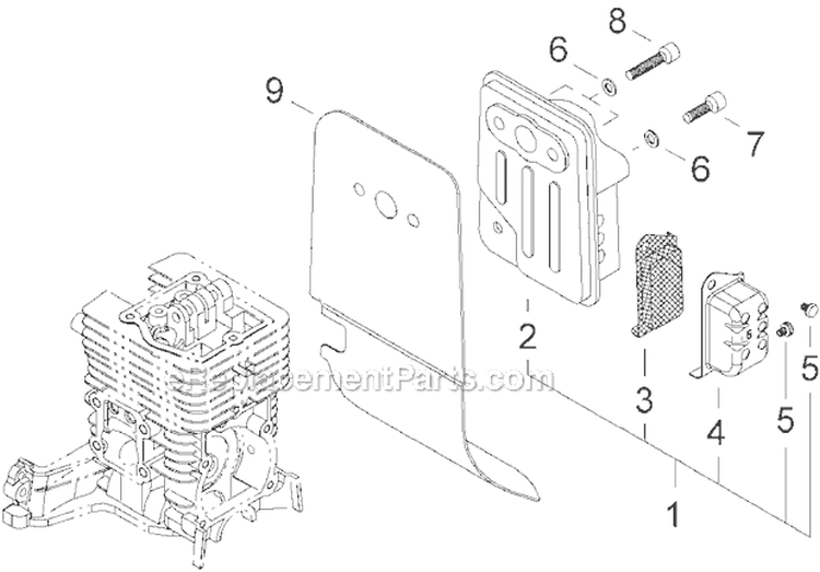 Muffler Diagram and Parts List for LE2510  Shindaiwa Edger