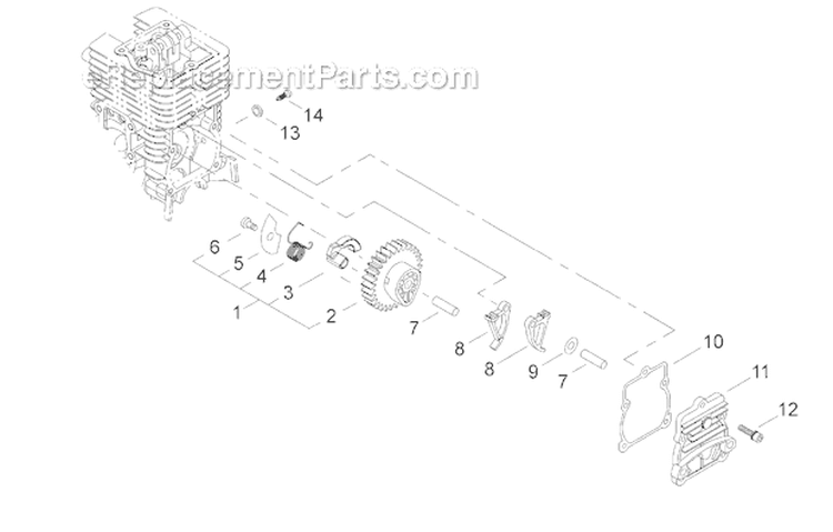Cam Gear Diagram and Parts List for LE2510  Shindaiwa Edger