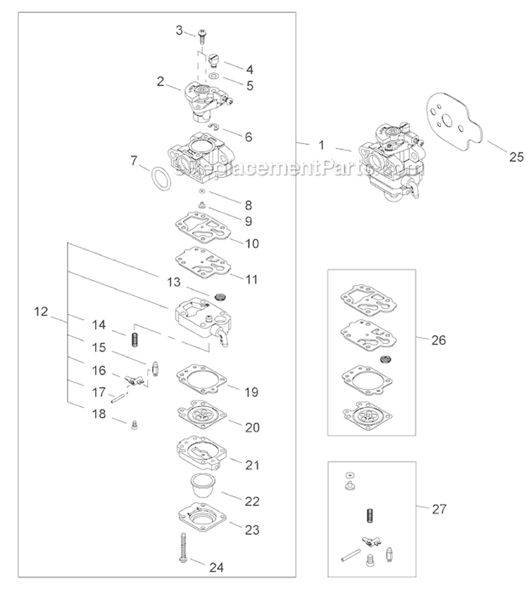 Carburetor Diagram and Parts List for LE2510  Shindaiwa Edger