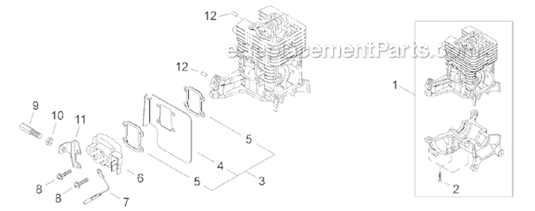 Cylinder, Intake Diagram and Parts List for LE2510  Shindaiwa Edger