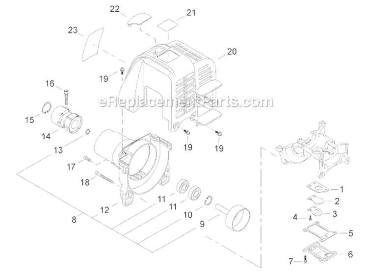 Engine Cover, Fan Cover, Reed Valve Diagram and Parts List for LE2510  Shindaiwa Edger