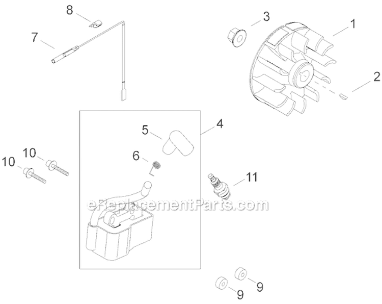 Flywheel, Ignition Diagram and Parts List for LE2510  Shindaiwa Edger
