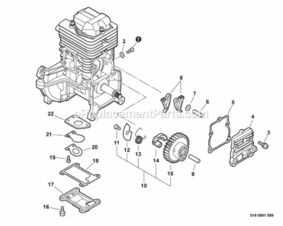 Cam_Gear_Reed_Valve Diagram and Parts List for LE254 T13212001001 - T13212999999 Shindaiwa Edger