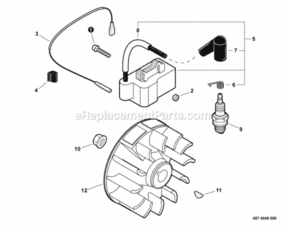 Ignition Diagram and Parts List for LE254 T13212001001 - T13212999999 Shindaiwa Edger