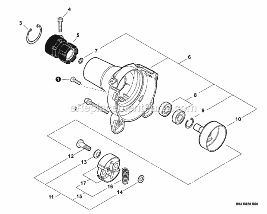 Clutch_Fan_Case Diagram and Parts List for LE254 T13212001001 - T13212999999 Shindaiwa Edger