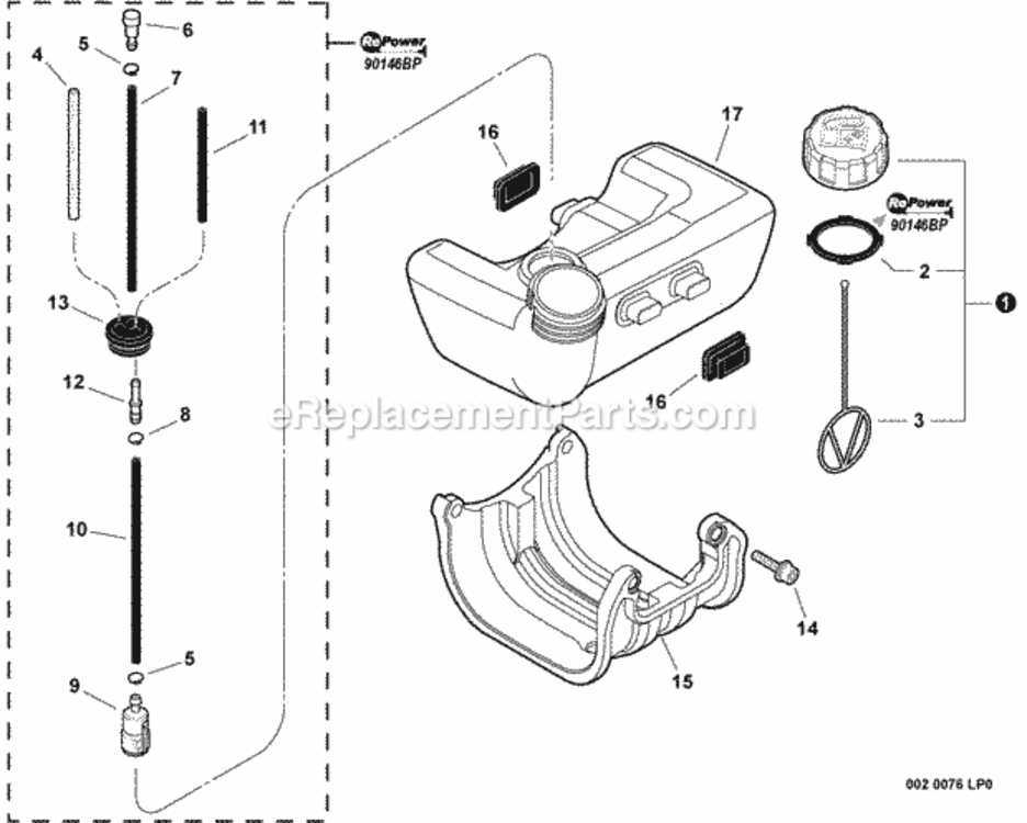 Fuel_System Diagram and Parts List for LE254 T13311001001 - T13311999999 Shindaiwa Edger