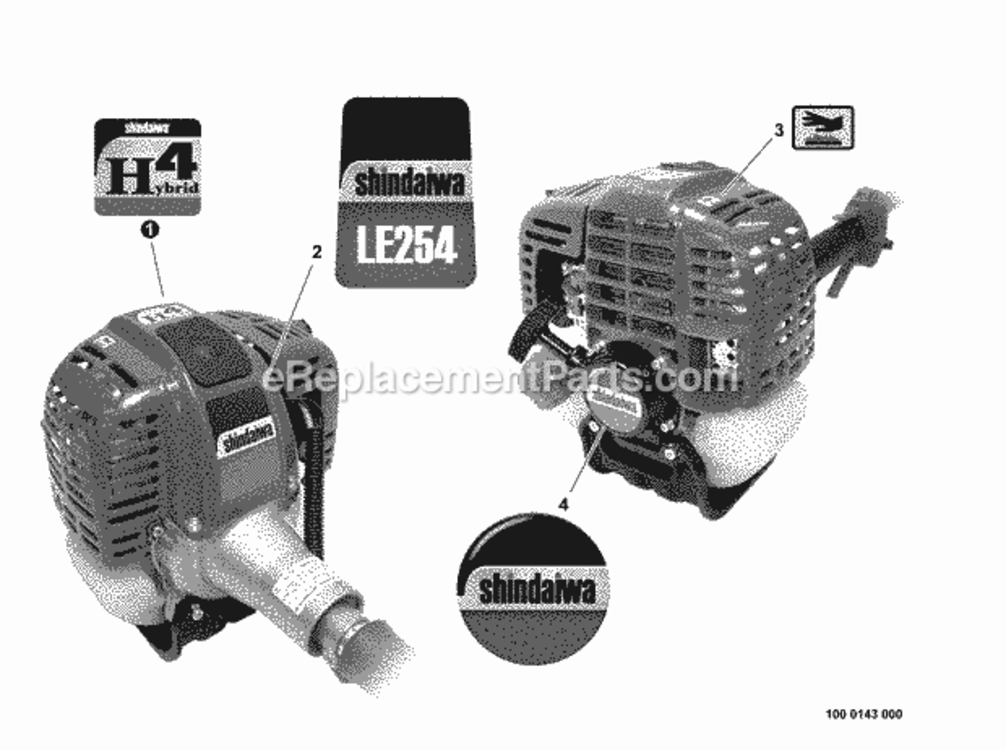 Labels Diagram and Parts List for LE254 T13311001001 - T13311999999 Shindaiwa Edger