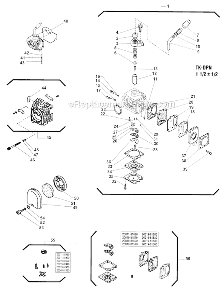 Carburetor Diagram and Parts List for LE260  Shindaiwa Edger
