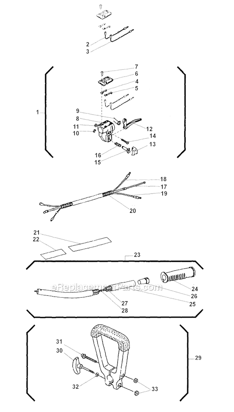 Throttle Lever Diagram and Parts List for LE260  Shindaiwa Edger