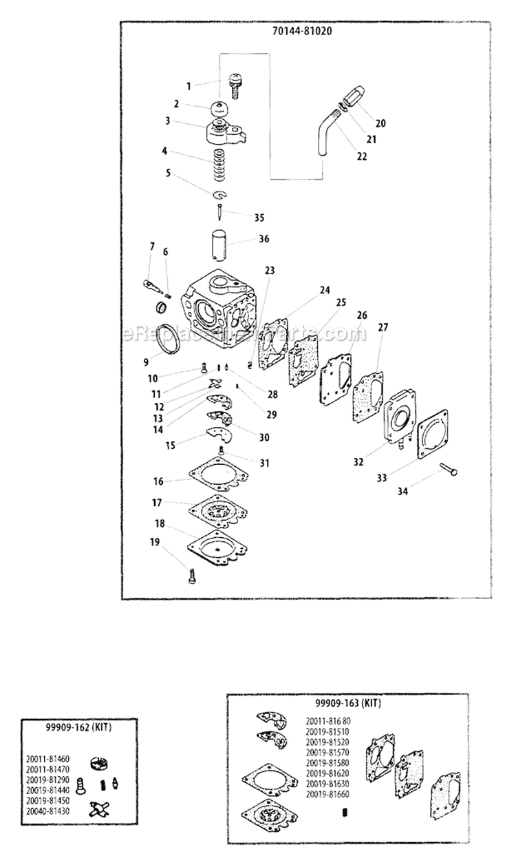 Carburetor - EPA and CARB Changes Diagram and Parts List for LE260  Shindaiwa Edger