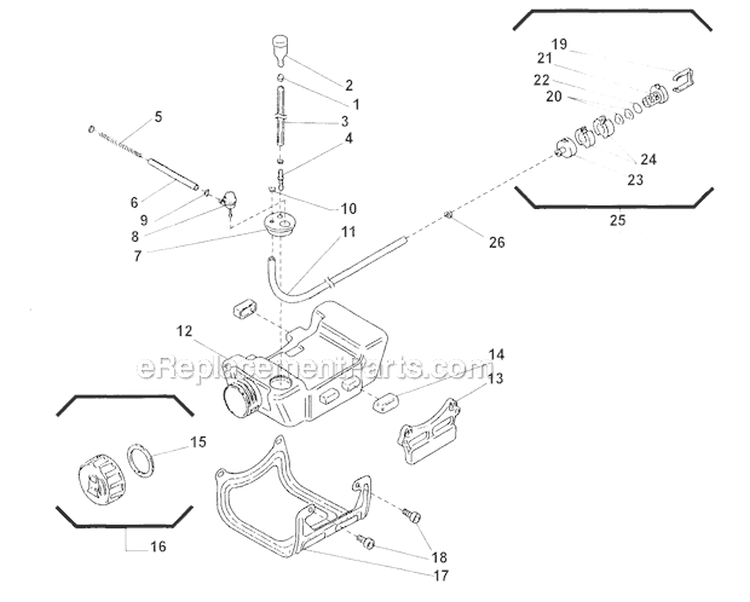 Fuel Tank Diagram and Parts List for LE260  Shindaiwa Edger