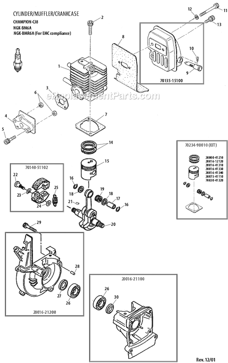 Page A Diagram and Parts List for M230  Shindaiwa Trimmer