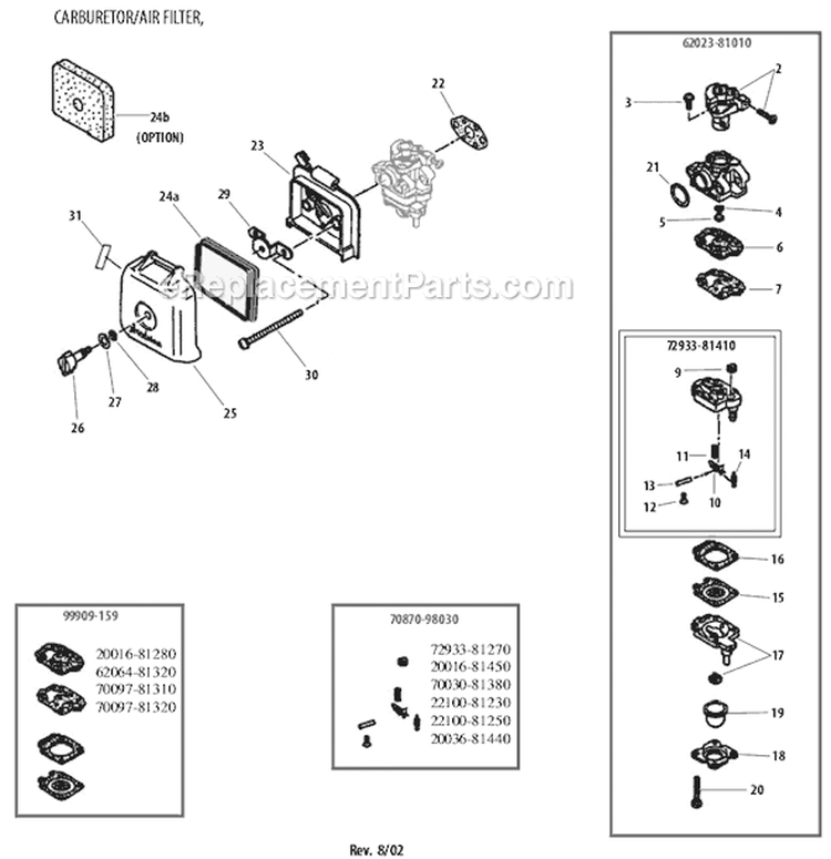 Page F Diagram and Parts List for M231  Shindaiwa Trimmer