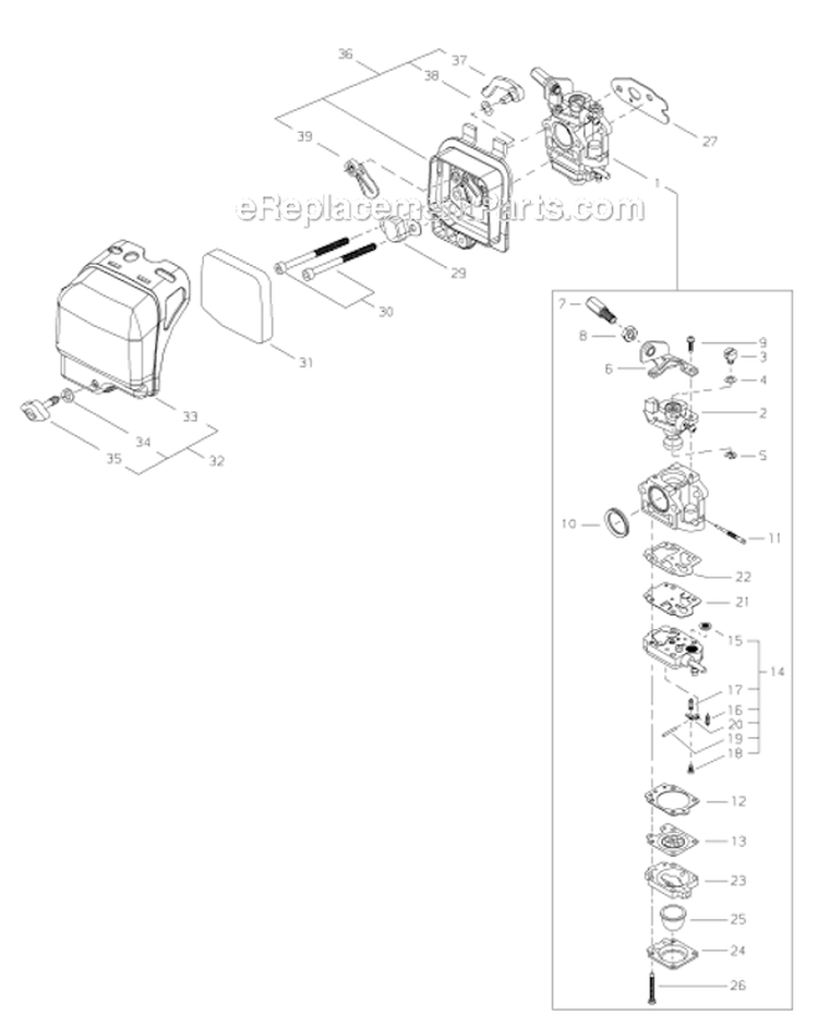 Page G Diagram and Parts List for M242 70100001 & UP Shindaiwa Multi-Tool