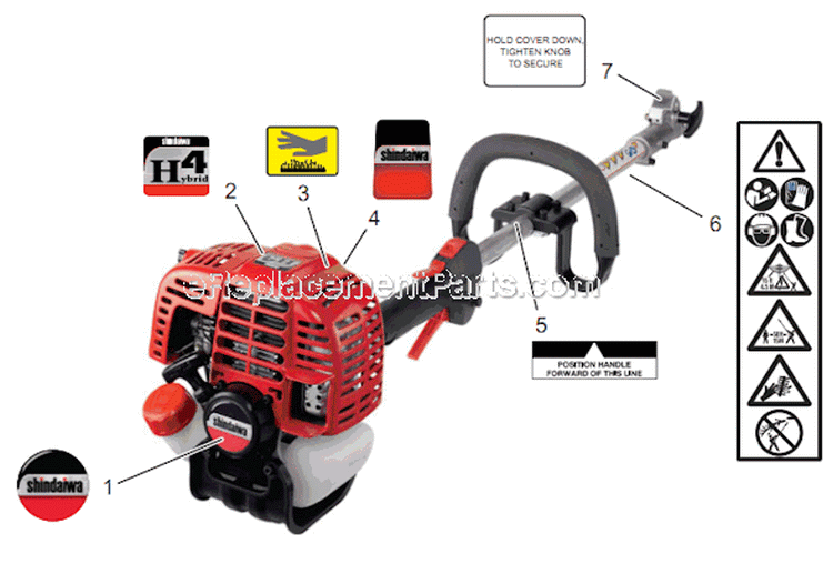 Page O Diagram and Parts List for M254 T12912001001 - T12912999999 Shindaiwa Trimmer