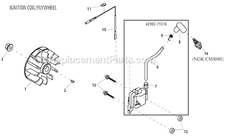 Page D Diagram and Parts List for M2500  Shindaiwa Trimmer