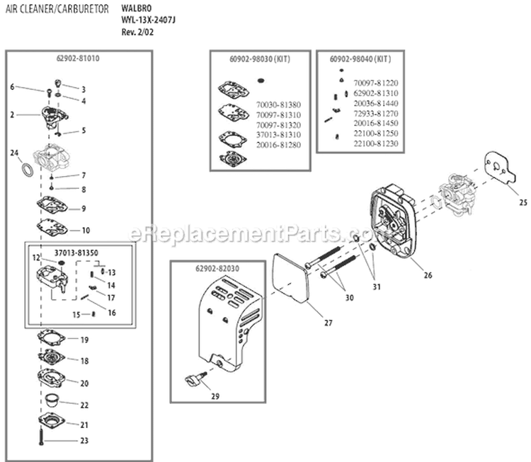 Page F Diagram and Parts List for M2500  Shindaiwa Trimmer