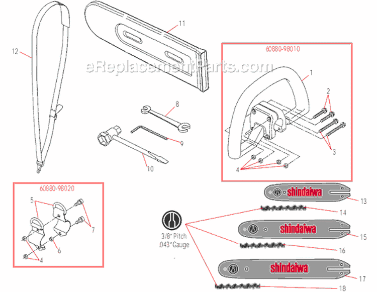Page L Diagram and Parts List for P230  Shindaiwa Pole Saw