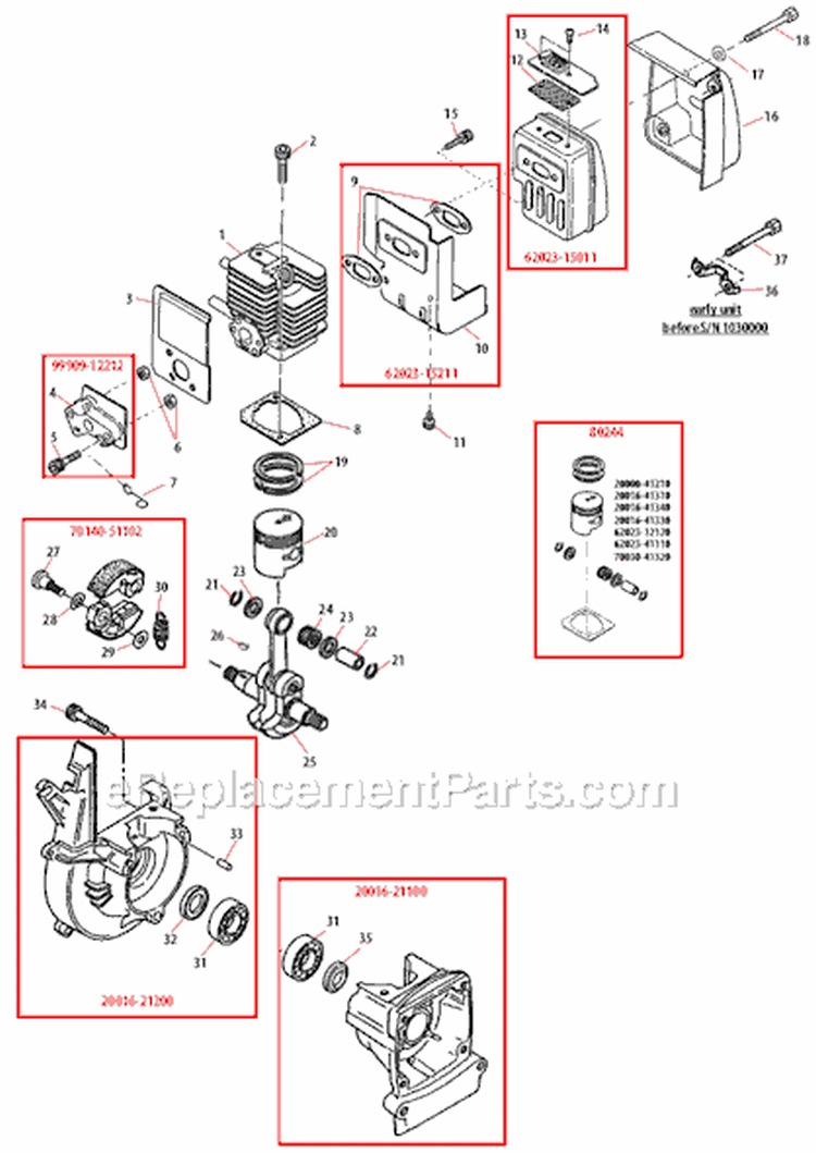 Page A Diagram and Parts List for P231  Shindaiwa Pole Saw