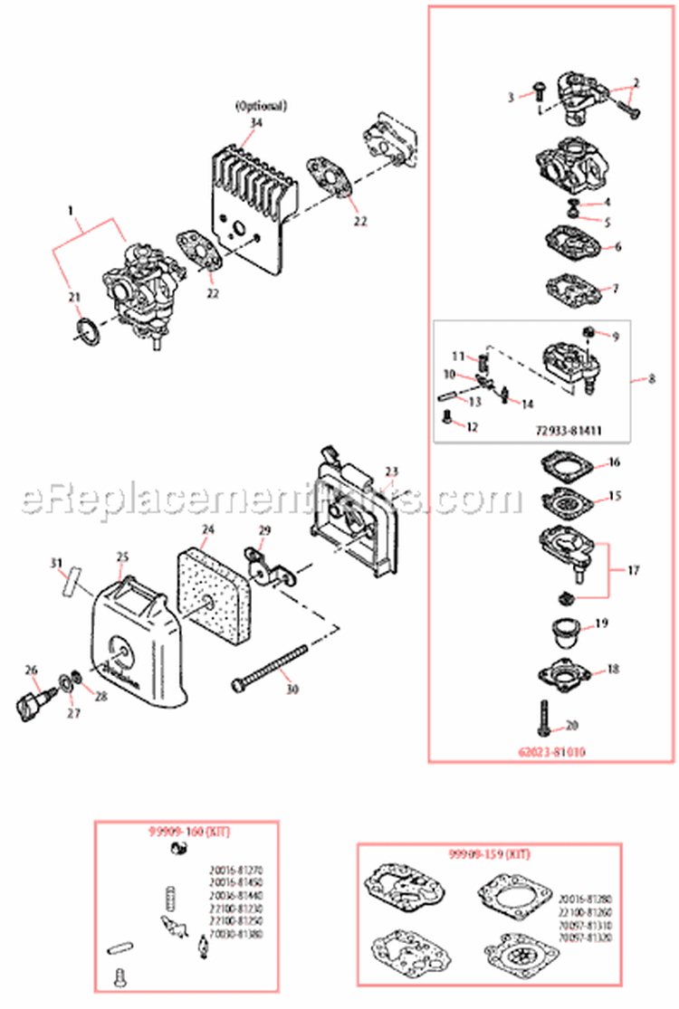 Page J Diagram and Parts List for P231  Shindaiwa Pole Saw