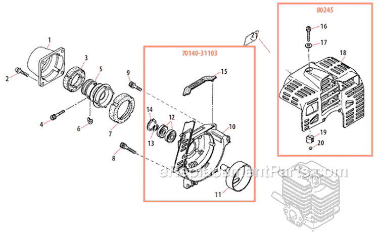 Page B Diagram and Parts List for P231  Shindaiwa Pole Saw