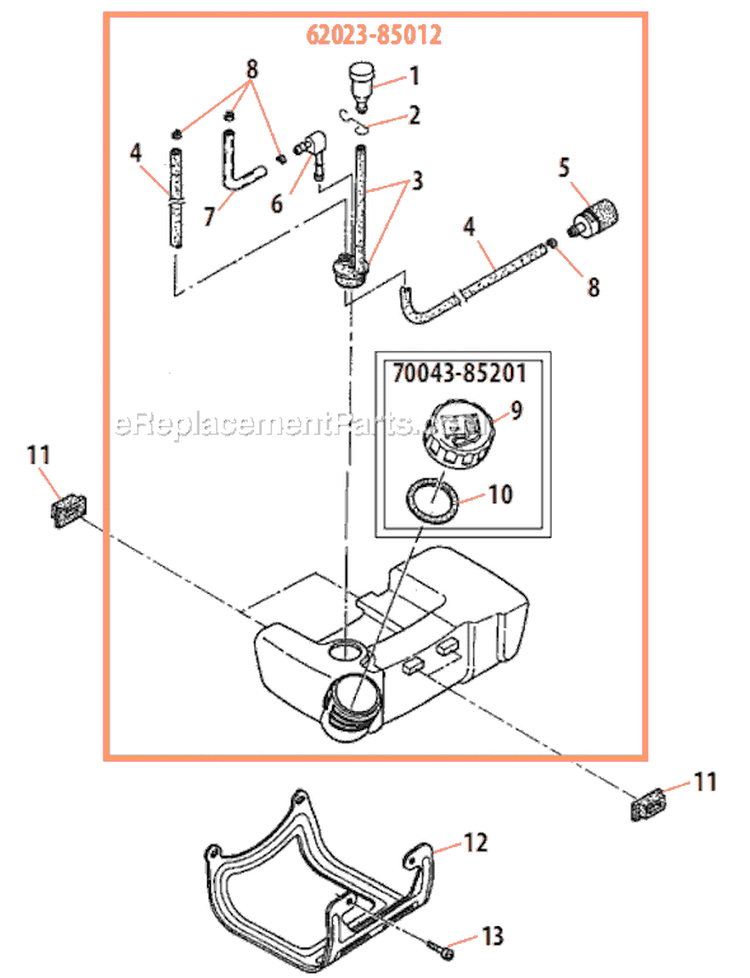 Page E Diagram and Parts List for P231  Shindaiwa Pole Saw