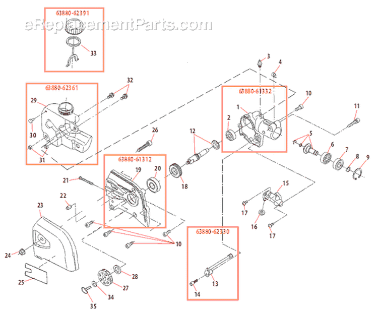 Page H Diagram and Parts List for P231  Shindaiwa Pole Saw