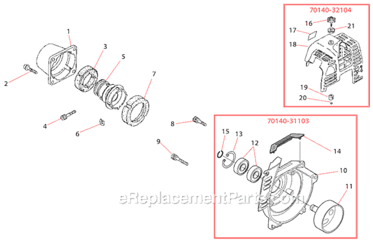 Page C Diagram and Parts List for PB230  Shindaiwa Power Broom