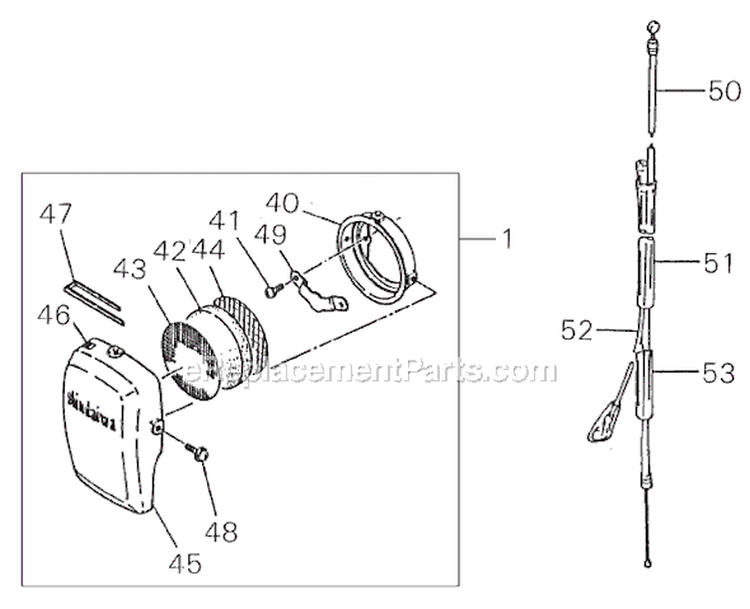 Page F Diagram and Parts List for R40F-T  Shindaiwa Brush Cutter