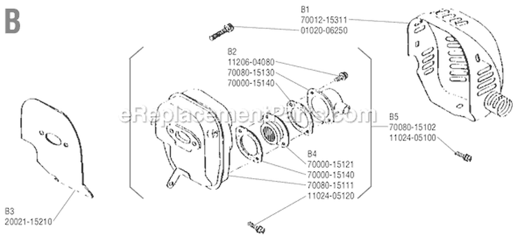 Page B Diagram and Parts List for RC-45  Shindaiwa Brush Cutter