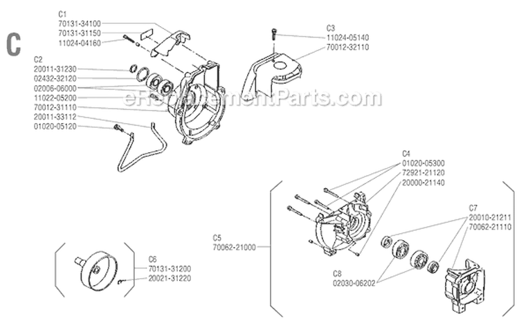 Page C Diagram and Parts List for RC-45  Shindaiwa Brush Cutter