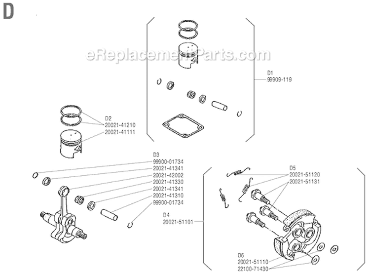 Page D Diagram and Parts List for RC-45  Shindaiwa Brush Cutter