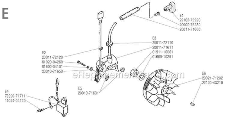 Page E Diagram and Parts List for RC-45  Shindaiwa Brush Cutter