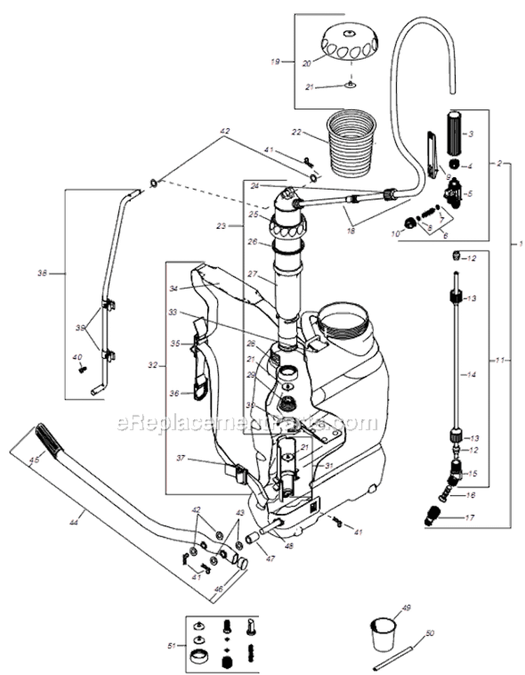Page B Diagram and Parts List for SP300  Shindaiwa Sprayer